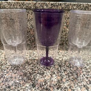 Lot of 3 TERVIS Wine Glass Inside 16oz Clear Tumbler - Insulated Goblet